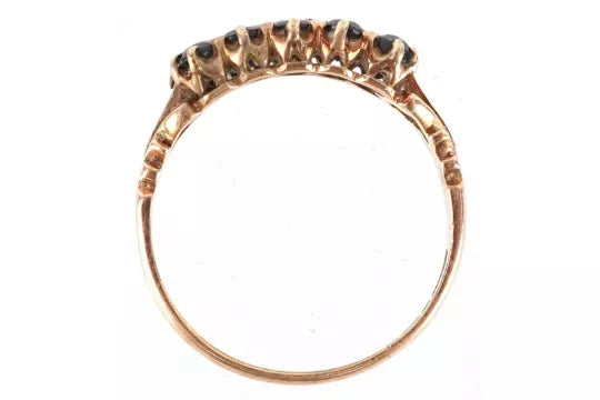 9ct Gold Blue Spinel Ornate Ring