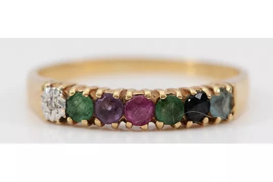 9ct Gold “DEAREST” Gemstone Ring – Birmingham, Size P½
