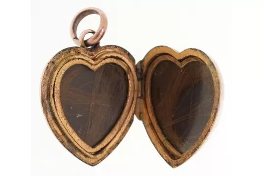 Late Victorian / early Edwardian Antique Gold Plated Seed Pearl Heart Locket