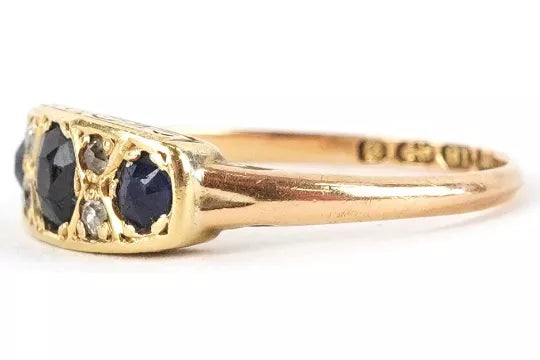 Victorian 18ct Gold Sapphire and Diamond ring