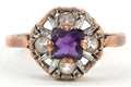 9ct Gold Amethyst & Clear Stone Cluster Ring