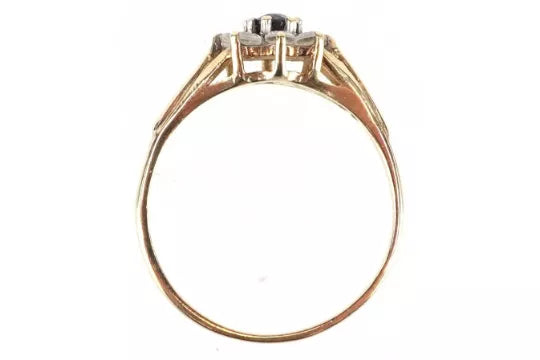 9ct Gold Black and Clear Stone Cluster Ring