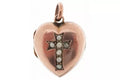 Late Victorian / early Edwardian Antique Gold Plated Seed Pearl Heart Locket