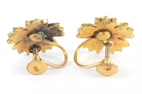 9ct Gold Cultured Seed Pearl Flower Earrings