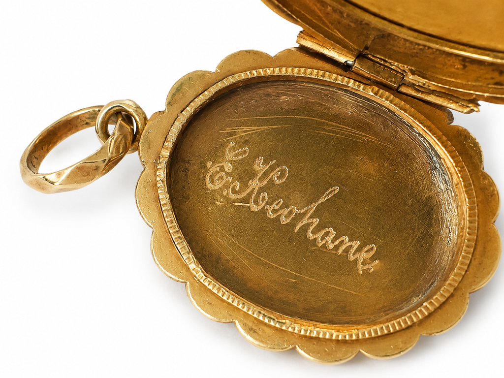 Edwardian 9ct Gold Floral Locket. “E. Keohane” Inscription.