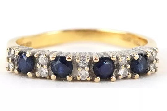 18ct Gold Sapphire & Diamond Half Eternity Ring