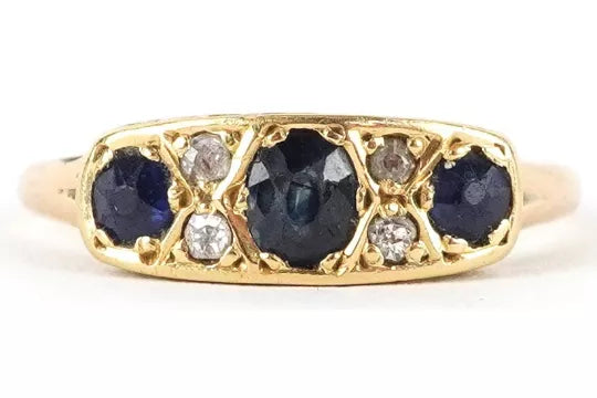 Victorian 18ct Gold Sapphire and Diamond ring