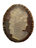 Vintage Cameo Brooch / Classical Profile Carved Shell in Ornate Openwork Mount