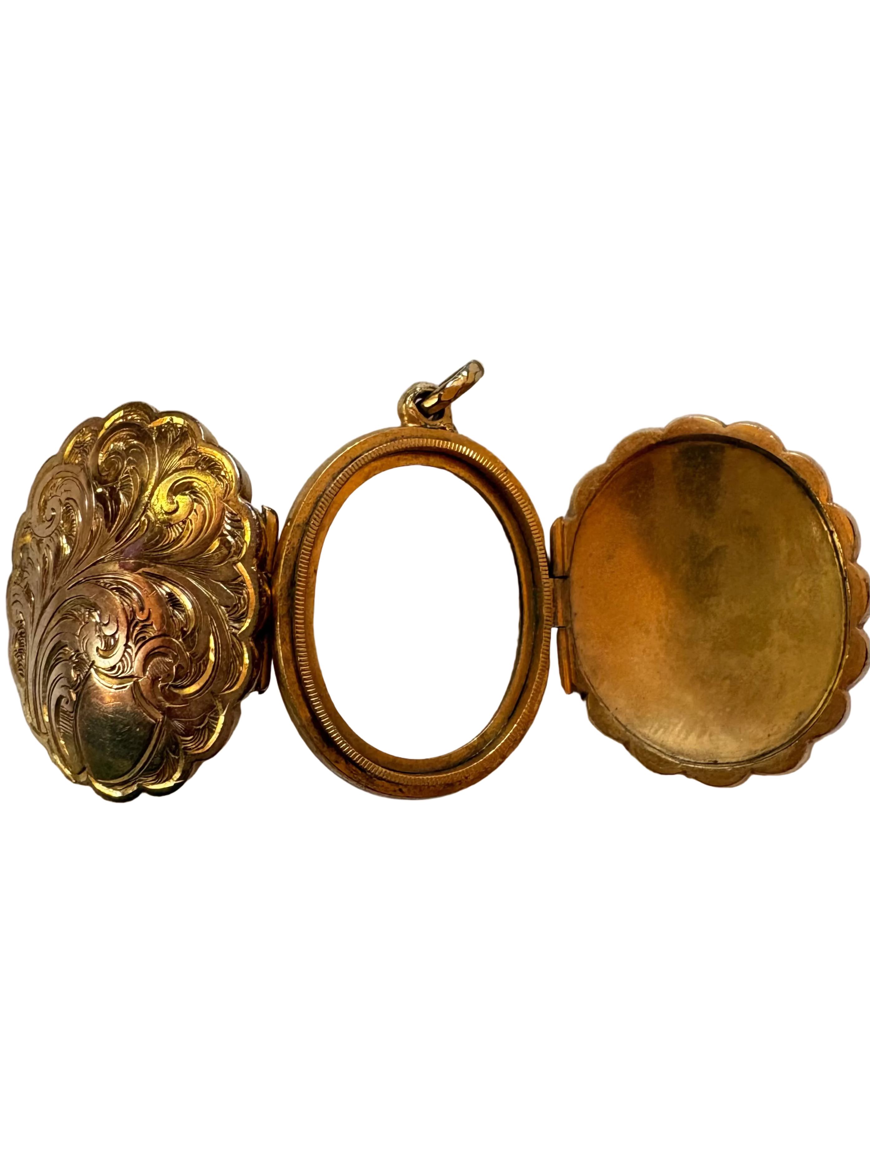 Victorian Gold Filled Engraved Locket Pendant