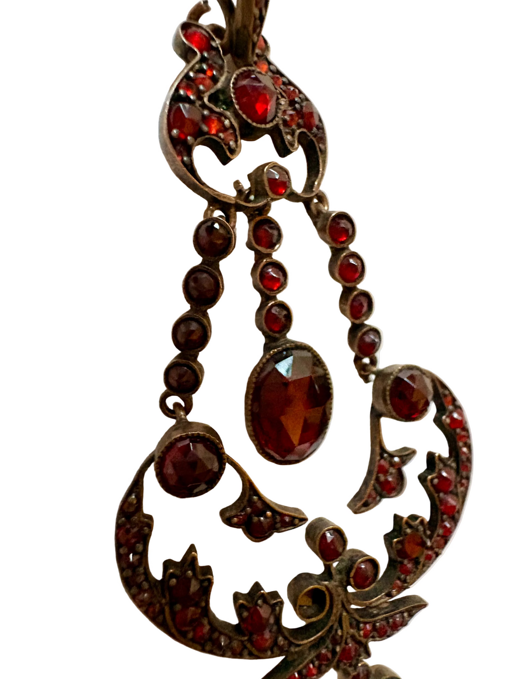 Victorian Bohemian Garnet Chandelier Pendant (Gold Plated)