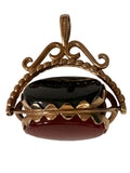 Late Victorian / Edwardian 9ct Gold Swivel Fob with Carnelian, Bloodstone & Onyx, c.1880–1910