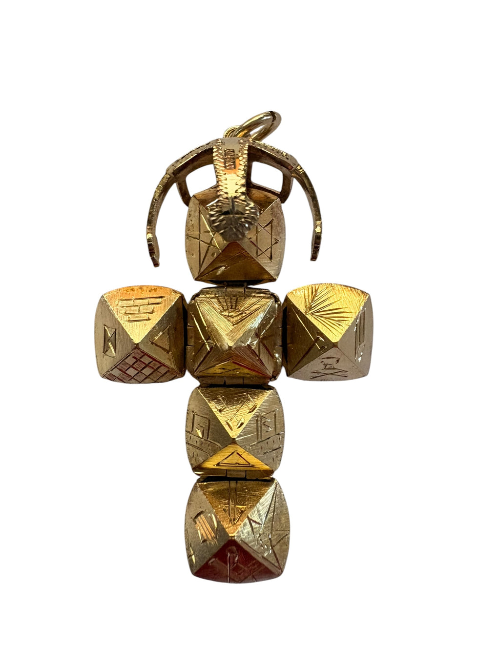 Vintage British Masonic Orb Pendant (JHW) - Silver Gilt Folding Cross