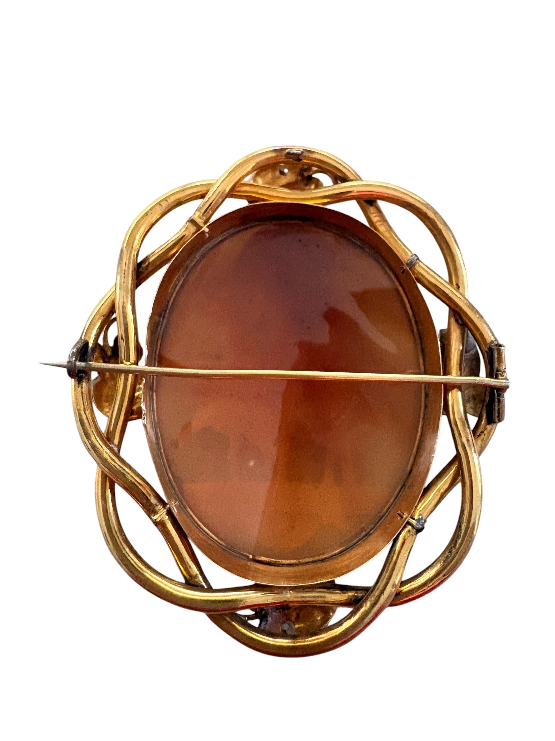 Victorian Pinchbeck Shell Cameo Brooch of The Three Graces