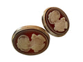 Vintage Cameo Stud Earrings – Classical Profile, Warm Amber Ground