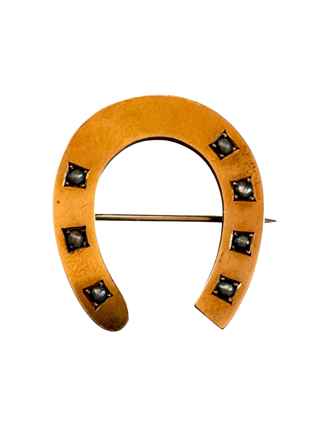 Victorian Horseshoe Brooch with Seed Pearls, c.1900