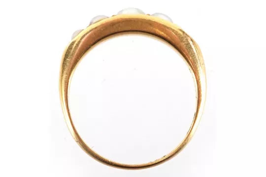 Victorian 18ct Gold Seed Pearl Boat Ring