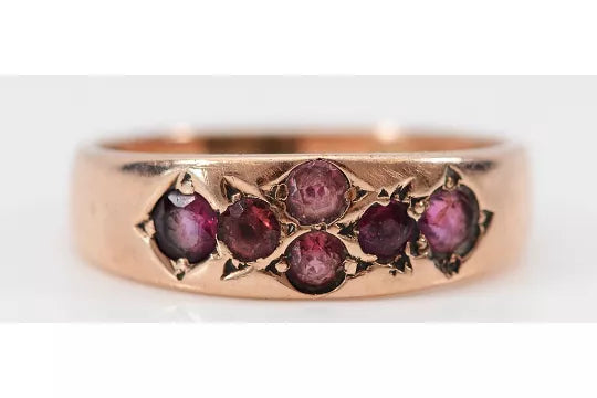 Edwardian 9ct Gold Garnet Cluster Ring – Birmingham 1905