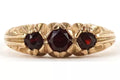 9ct gold garnet trilogy ring