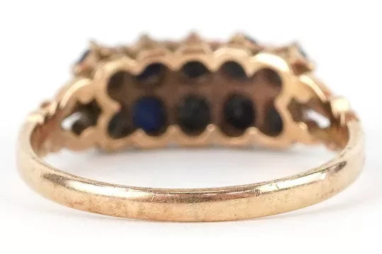 9ct Gold Blue Spinel Ornate Ring