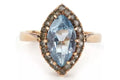 9ct Gold Marquise Ring, London 1977 (Blue & White Stones)